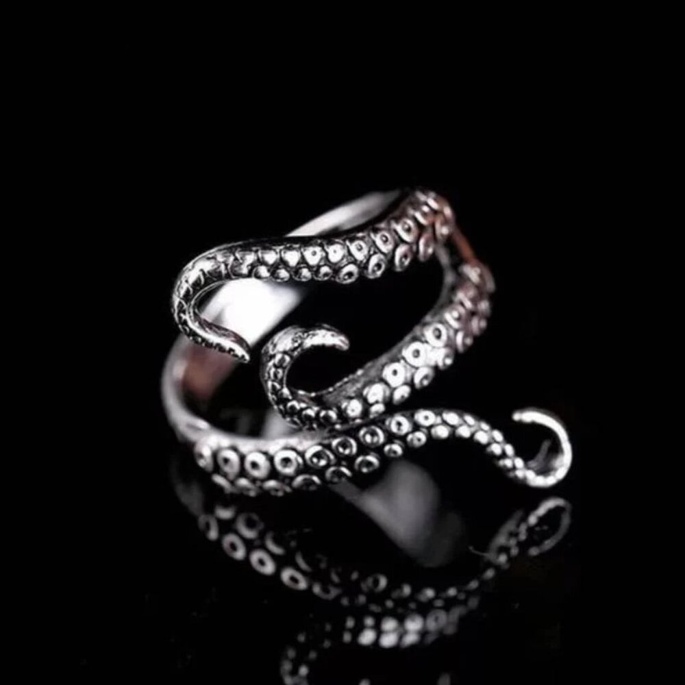 Tentacle Love Ring Japanese | Resizable Stainless Steel | Otaku Anime Gothic Emo